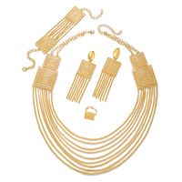 Luxurious Bridal Geometric Copper Tassel Plating 18k Gold Plated Jewelry Set main image 6