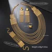 Luxurious Bridal Geometric Copper Tassel Plating 18k Gold Plated Jewelry Set main image 2