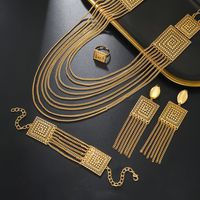 Luxurious Bridal Geometric Copper Tassel Plating 18k Gold Plated Jewelry Set main image 3