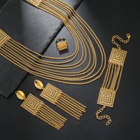 Luxurious Bridal Geometric Copper Tassel Plating 18k Gold Plated Jewelry Set main image 4