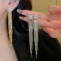 1 Pair Elegant Glam Tassel Plating Inlay Copper Zircon Drop Earrings main image 1