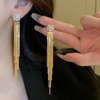 1 Pair Elegant Glam Tassel Plating Inlay Copper Zircon Drop Earrings main image 3