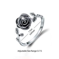 Glam Romantic Rose Sterling Silver Carving Open Rings sku image 1
