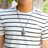 Casual Punk Cross Anchor Skull Alloy Rhodium Plated Silver Plated Men's Pendant Necklace main image 4