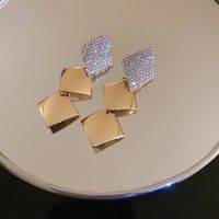 1 Pair Elegant Square Inlay Copper Zircon Drop Earrings main image 2