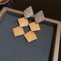 1 Paar Elegant Quadrat Inlay Kupfer Zirkon Tropfenohrringe sku image 1