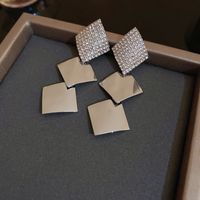 1 Paar Elegant Quadrat Inlay Kupfer Zirkon Tropfenohrringe sku image 2