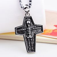 Casual Punk Cross Anchor Skull Alloy Rhodium Plated Silver Plated Men's Pendant Necklace main image 6