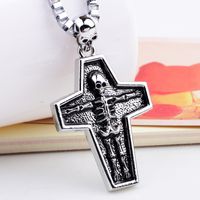 Casual Punk Cross Anchor Skull Alloy Rhodium Plated Silver Plated Men's Pendant Necklace main image 7