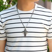 Casual Punk Cross Anchor Skull Alloy Rhodium Plated Silver Plated Men's Pendant Necklace main image 10