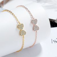 Sweet Simple Style Heart Shape Bee Bow Knot Sterling Silver Zircon Rose Gold Plated Bracelets main image 1
