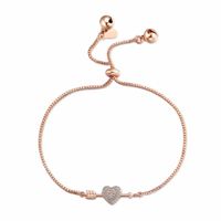 Sweet Simple Style Heart Shape Bee Bow Knot Sterling Silver Zircon Rose Gold Plated Bracelets main image 3