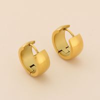 1 Pair Basic Geometric Titanium Steel 18K Gold Plated Hoop Earrings main image 3