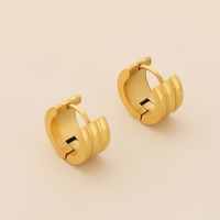 1 Pair Basic Geometric Titanium Steel 18K Gold Plated Hoop Earrings main image 4