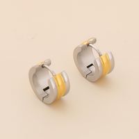 1 Pair Basic Geometric Titanium Steel 18K Gold Plated Hoop Earrings main image 6