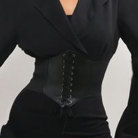 Simple Style Classic Style Solid Color Pu Leather Elastic Band Women's Corset Belts main image 3