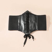 Simple Style Classic Style Solid Color Pu Leather Elastic Band Women's Corset Belts sku image 1