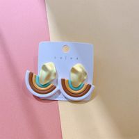 1 Pair Fashion Rainbow Soft Clay Patchwork Women's Drop Earrings sku image 4