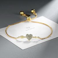 Sweet Simple Style Heart Shape Bee Bow Knot Sterling Silver Zircon Rose Gold Plated Bracelets sku image 4