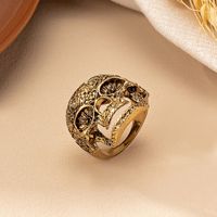 Hip-hop Rock Punk Skull Alloy Plating Gold Plated Women's Wide Band Rings main image 5
