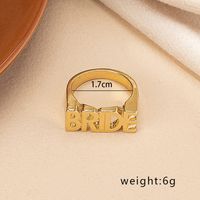Retro Simple Style Letter Alloy Plating Gold Plated Women's Wide Band Rings sku image 1