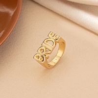 Retro Simple Style Letter Alloy Plating Gold Plated Women's Wide Band Rings main image 5