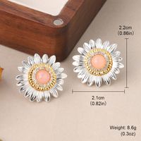 1 Pair Simple Style Classic Style Flower Plating Inlay Copper Natural Stone Zircon 18k Gold Plated Ear Studs main image 2