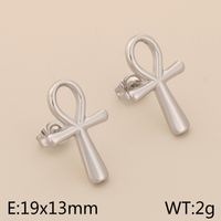 1 Pair Simple Style Cross Heart Shape Plating Titanium Steel 18K Gold Plated Ear Studs sku image 2