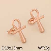 1 Pair Simple Style Cross Heart Shape Plating Titanium Steel 18K Gold Plated Ear Studs sku image 6