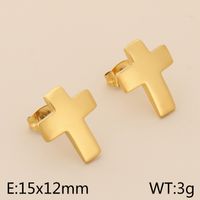 1 Pair Simple Style Cross Heart Shape Plating Titanium Steel 18K Gold Plated Ear Studs sku image 3