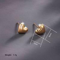 1 Pair Basic Simple Style Heart Shape Plating 304 Stainless Steel 18K Gold Plated Ear Studs main image 5