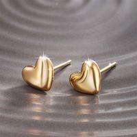 1 Pair Basic Simple Style Heart Shape Plating 304 Stainless Steel 18K Gold Plated Ear Studs main image 1