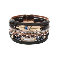 Simple Style Devil's Eye Feather Pu Leather Beaded Layered Women's Bangle main image 5