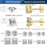6 Pairs Simple Style Geometric Inlay Brass Zircon 18k Gold Plated Ear Studs main image 2