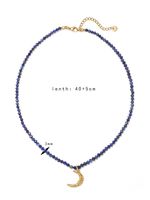 Lady Moon Stainless Steel Ore Lapis Lazuli Beaded Handmade Pendant Necklace sku image 1