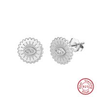 1 Pair Simple Style Commute Eye Plating Inlay Sterling Silver Zircon 14k Gold Plated White Gold Plated Ear Studs main image 4