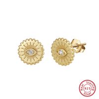 1 Pair Simple Style Commute Eye Plating Inlay Sterling Silver Zircon 14k Gold Plated White Gold Plated Ear Studs main image 5