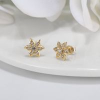 1 Pair Simple Style Roman Style Snowflake Plating Inlay Sterling Silver Zircon 14k Gold Plated White Gold Plated Ear Studs main image 1