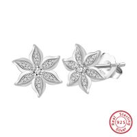 1 Pair Simple Style Roman Style Snowflake Plating Inlay Sterling Silver Zircon 14k Gold Plated White Gold Plated Ear Studs main image 5