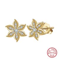 1 Pair Simple Style Roman Style Snowflake Plating Inlay Sterling Silver Zircon 14k Gold Plated White Gold Plated Ear Studs main image 6