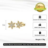 1 Pair Simple Style Roman Style Snowflake Plating Inlay Sterling Silver Zircon 14k Gold Plated White Gold Plated Ear Studs main image 2