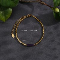 Simple Style Solid Color Stainless Steel Natural Stone Beaded Handmade Plating 18k Gold Plated Bracelets sku image 2