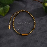 Simple Style Solid Color Stainless Steel Natural Stone Beaded Handmade Plating 18k Gold Plated Bracelets sku image 4