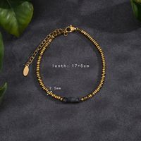 Simple Style Solid Color Stainless Steel Natural Stone Beaded Handmade Plating 18k Gold Plated Bracelets sku image 6