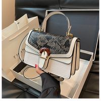 Women's Small Pu Leather Color Block Vintage Style Classic Style Square Flip Cover Handbag sku image 6