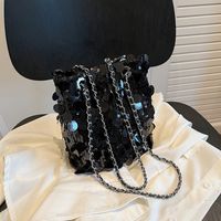 Women's Small Sequin Solid Color Basic Bucket Magnetic Buckle Underarm Bag main image 2