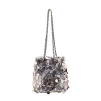 Women's Small Sequin Solid Color Basic Bucket Magnetic Buckle Underarm Bag main image 5