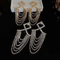 1 Pair Elegant Solid Color Plating Inlay Alloy Artificial Rhinestones Drop Earrings main image 1