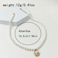 304 Stainless Steel Artificial Pearl 14K Gold Plated Elegant Sweet Enamel Pearl Plating Star Moon Zircon Pendant Necklace main image 2