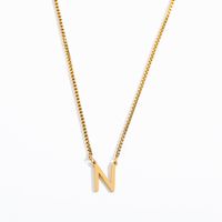 201 Stainless Steel 304 Stainless Steel Gold Plated Simple Style Letter Pendant Necklace sku image 12